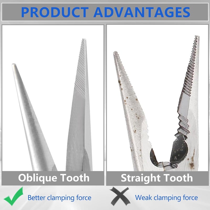 mshandto Needle Nose Pliers, 6.5" Long Nose Pliers for Wire Bending, High Carbon Steel Needle Nose Plier, Serrated Jaw Pliers for Jewelry Making Electronics Repair Object Grasping Craft Making (1Pack) - Image 2